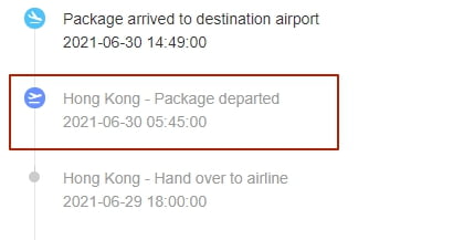 Hong Kong Package departed
